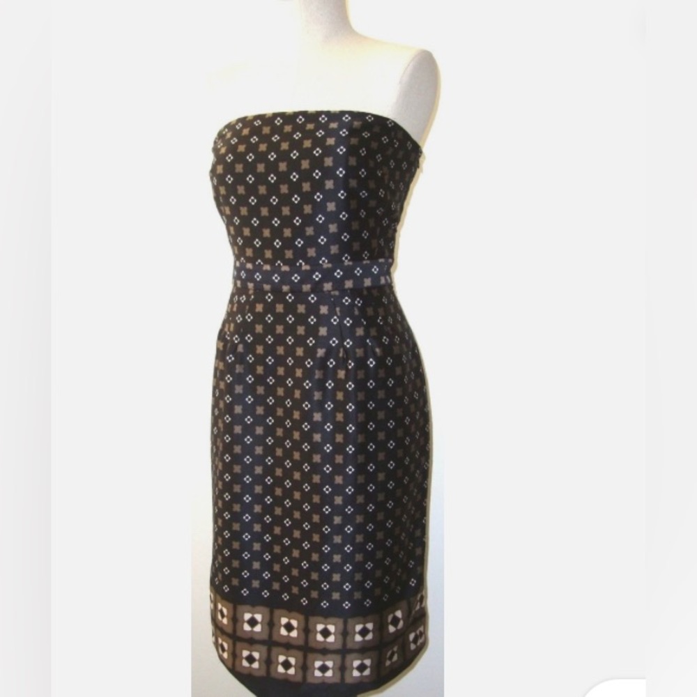 Banana republic, NWOT, Strapless brown and black midi dress, size 0